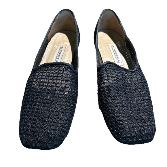 Marinelli Women's Loafer Size 8 M Made in Spain Vintage Navy Blue Open Weave - Picture 1 of 12